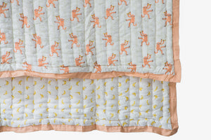 Open image in slideshow, Monkeys + Bananas Quilt- Peach Apricot
